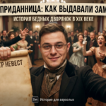 Иллюстрация, изображающая судьбу бедных дворянок, выдаваемых замуж в XIX веке.