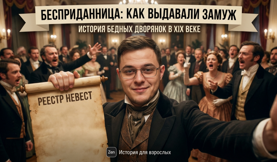 Иллюстрация, изображающая судьбу бедных дворянок, выдаваемых замуж в XIX веке.