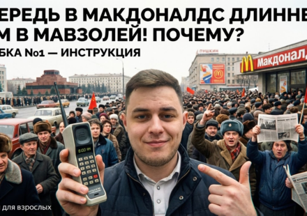 Люди стоят в очереди к первому Макдоналдсу на Пушкинской улице в Москве