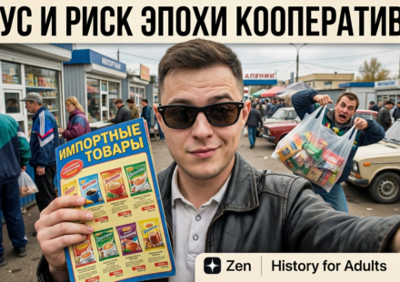 Спирт Рояль и растворимый напиток Юпи на фоне старинной упаковки, символизирующие эпоху кооперативов.