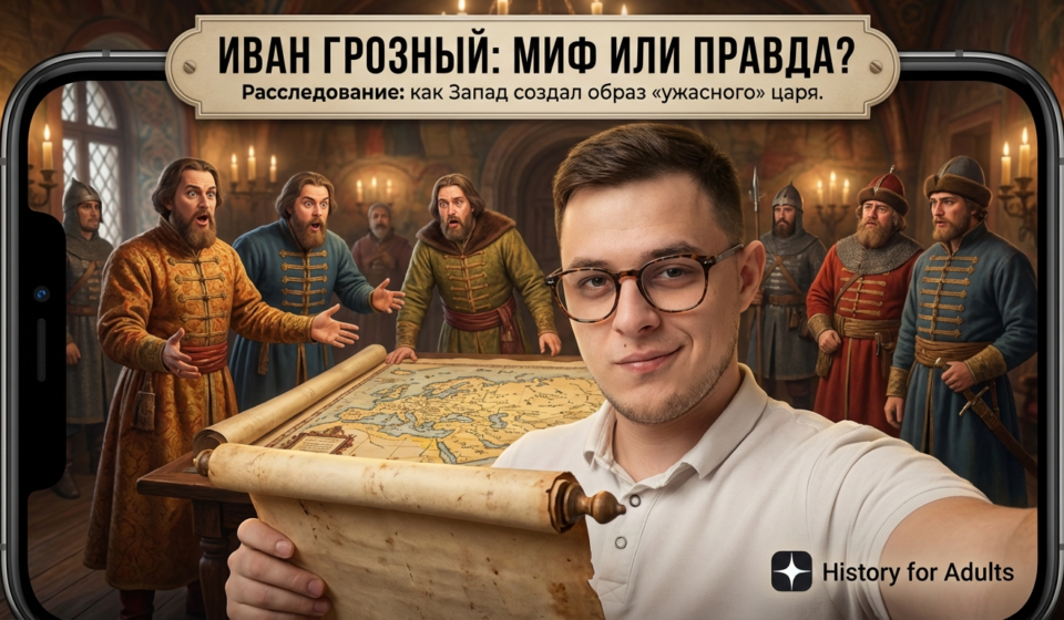 Портрет Ивана Грозного на фоне исторических событий его правления.