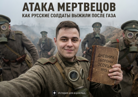 Русские солдаты во время подвига в крепости Осовец в условиях газовой атаки.